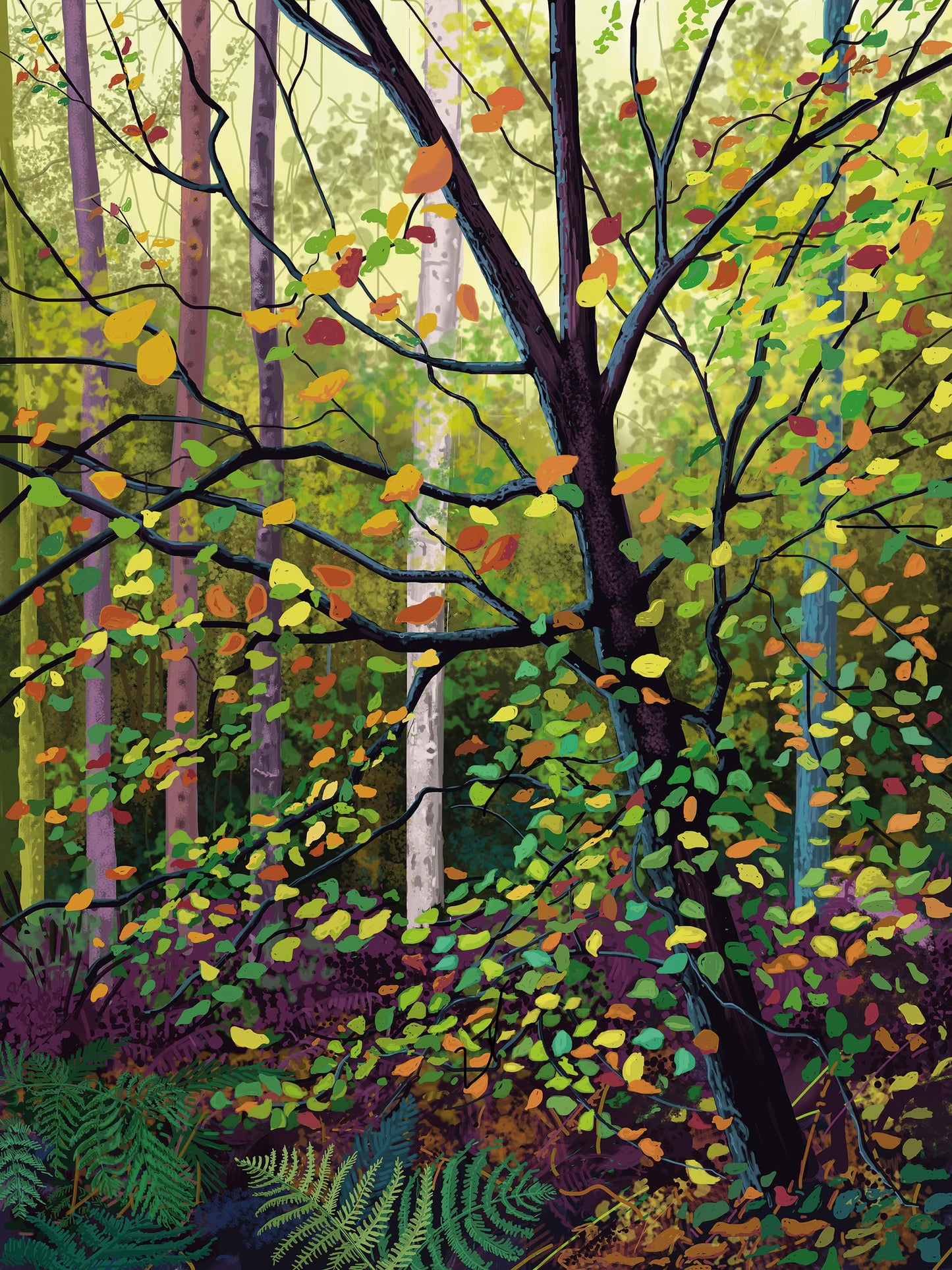 Autumn Birch iPad digital drawing