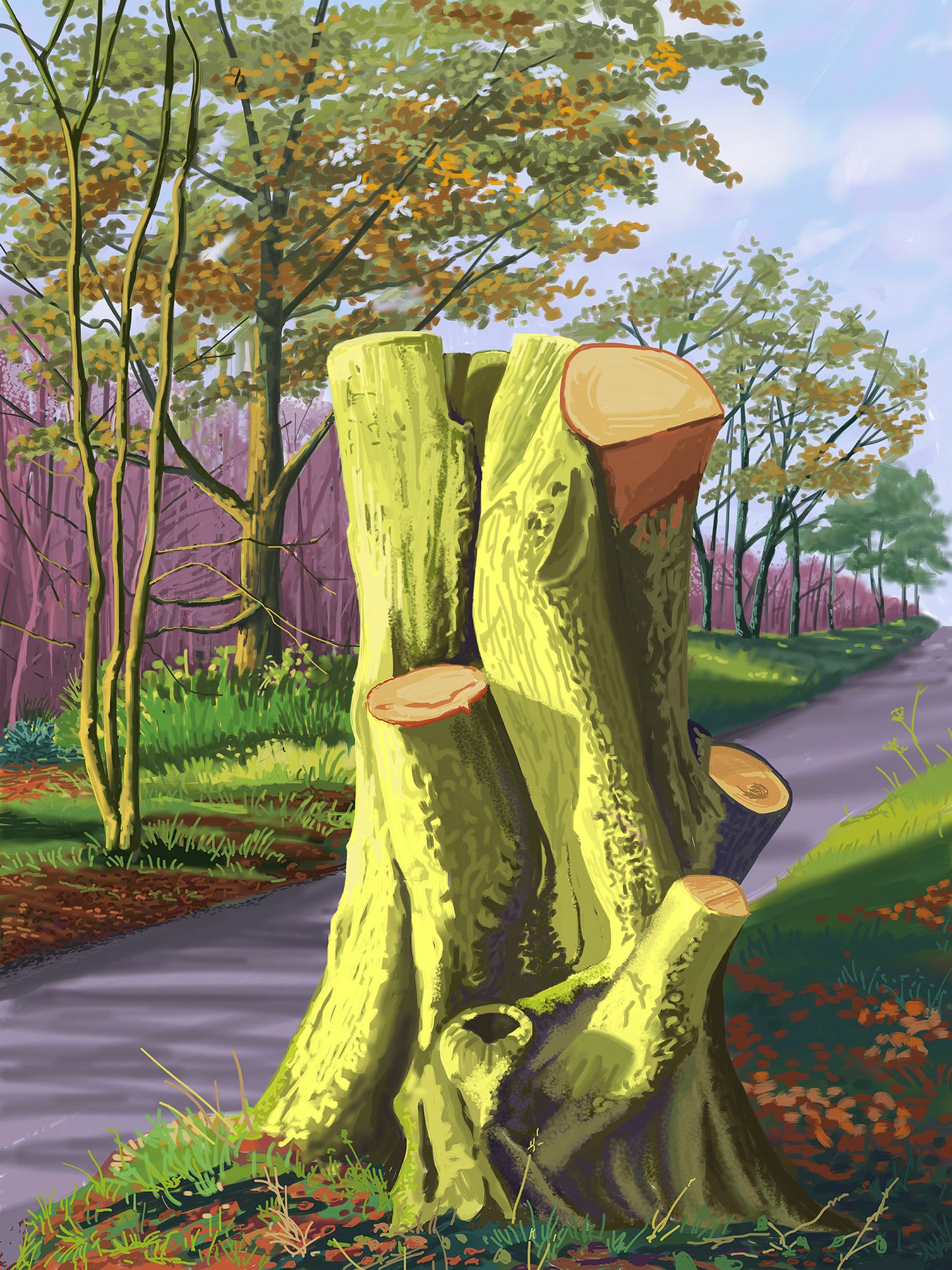 Autumn totem tree trunk