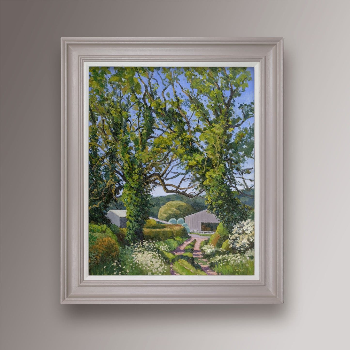 Two trees and barns, Kilburn