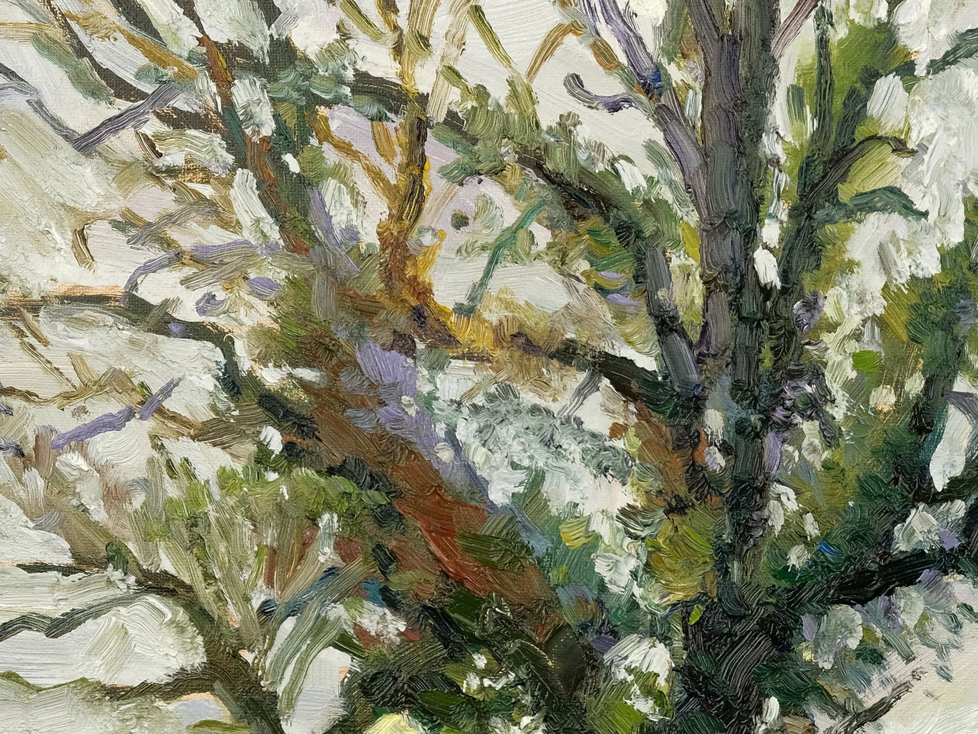 Detail-brushwork-January-Trees-oulston | Original Oil painting by Jeff Parker
