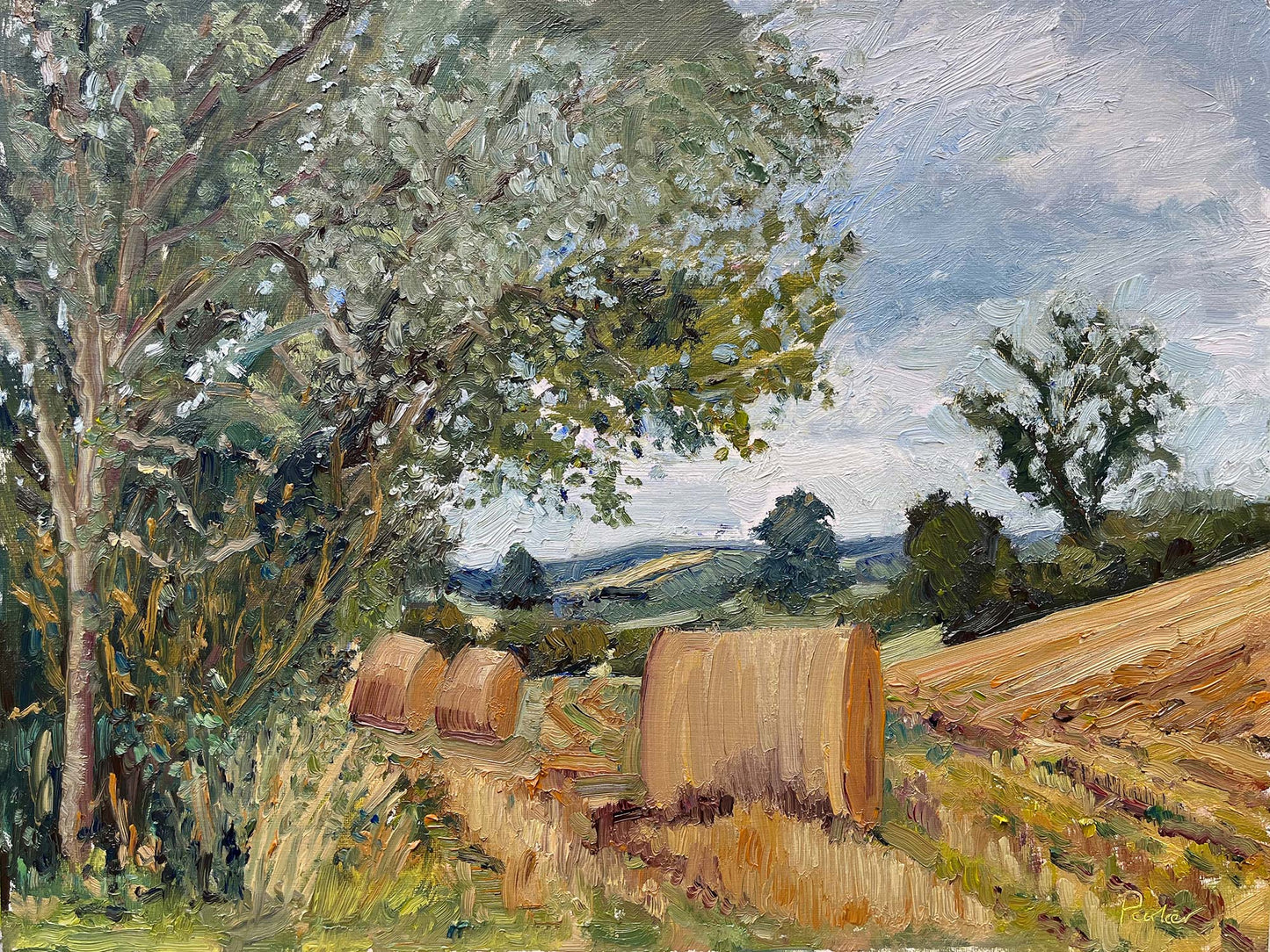 Straw Bales, Coxwold, oil painting by Jeff Parker