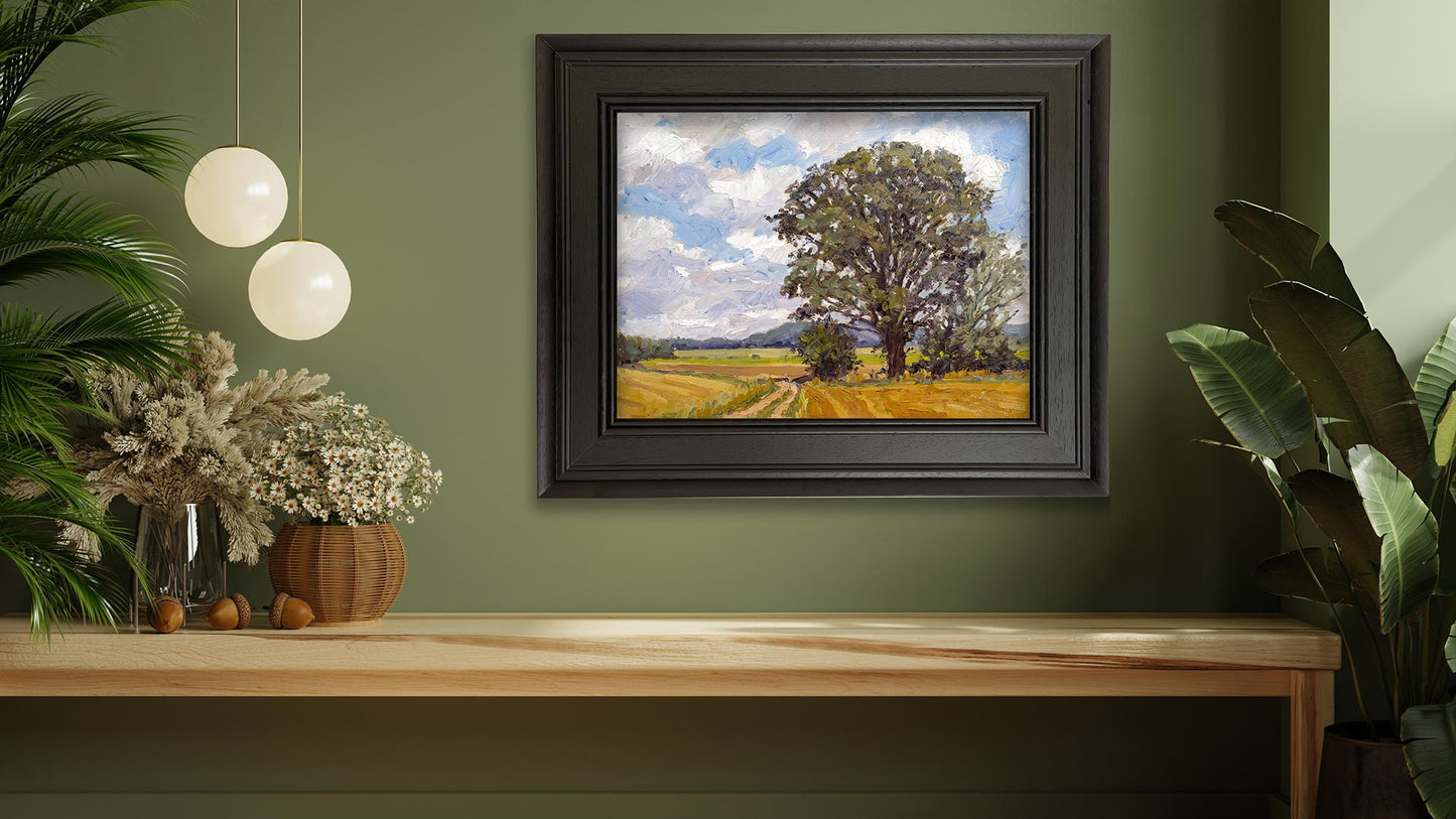 A contectual room view of 'Towards Bulmer', an original oil painting by Jeff Parker